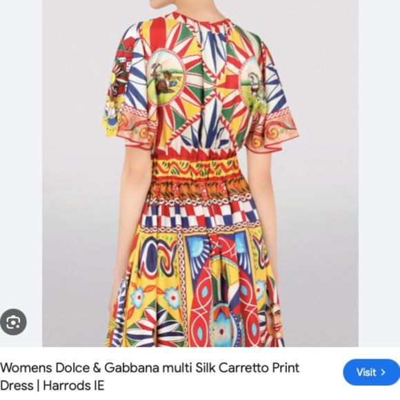 Unique Exotic High Fashion Flare Carretto Print Geometric Dress Knee Length Midi - Picture 11 of 11